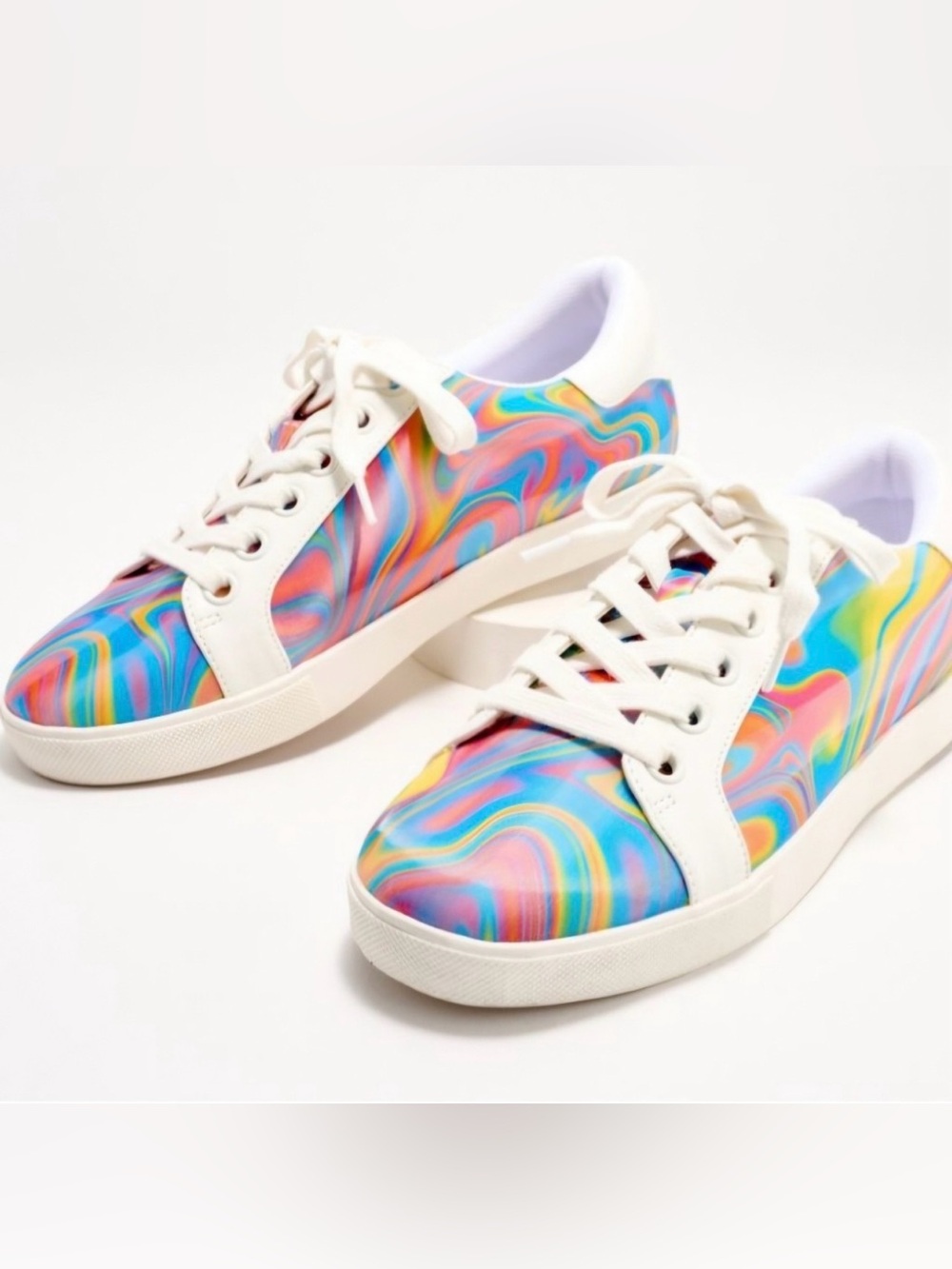 🖤🖤 Katy Berry the Rizzo Sneakers - The Holographic Lace up Rainbow Sneakers 9M - Picture 7 of 7